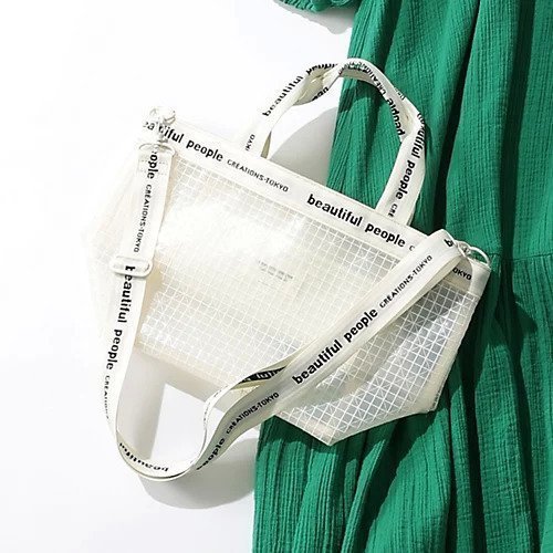 格子柄×シアー感が映える2WAYロゴバッグ【beautiful people】plaid vinyl logo tape bag m 人気、トレンドファッション・服の通販 founy(ファニー) 【ビューティフル ピープル/beautiful people】 トレンドファッション・スタイル  Fashion Trends トレンド、ファッションスタイル Fashion Trends ファッション Fashion レディースファッション WOMEN シアー Sheer ジャカード Jacquard チェック Check バランス Balance ポーチ Pouch |ID:prp329100004508119