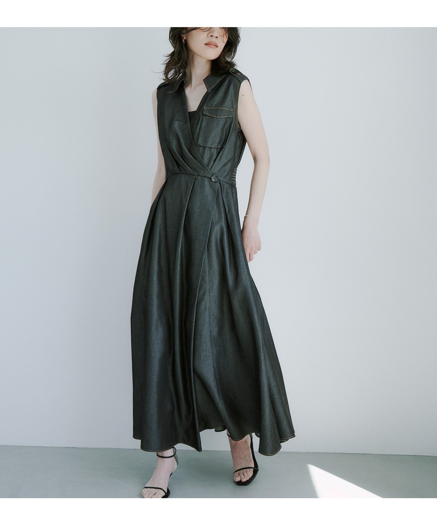 デニムで魅せる洗練トレンチディティール ノースリーブワンピース 人気、トレンドファッション・服の通販 founy(ファニー) 【アニュアンス/anuans】 トレンドファッション・スタイル  Fashion Trends ファッション、ブランド PICK UP! Fashion Brand Pick Up ファッション Fashion レディースファッション WOMEN ワンピース Dress カシュクール Cachecoeur デニム Denim ノースリーブ No Sleeve 夏 Summer |ID:prp329100004554181