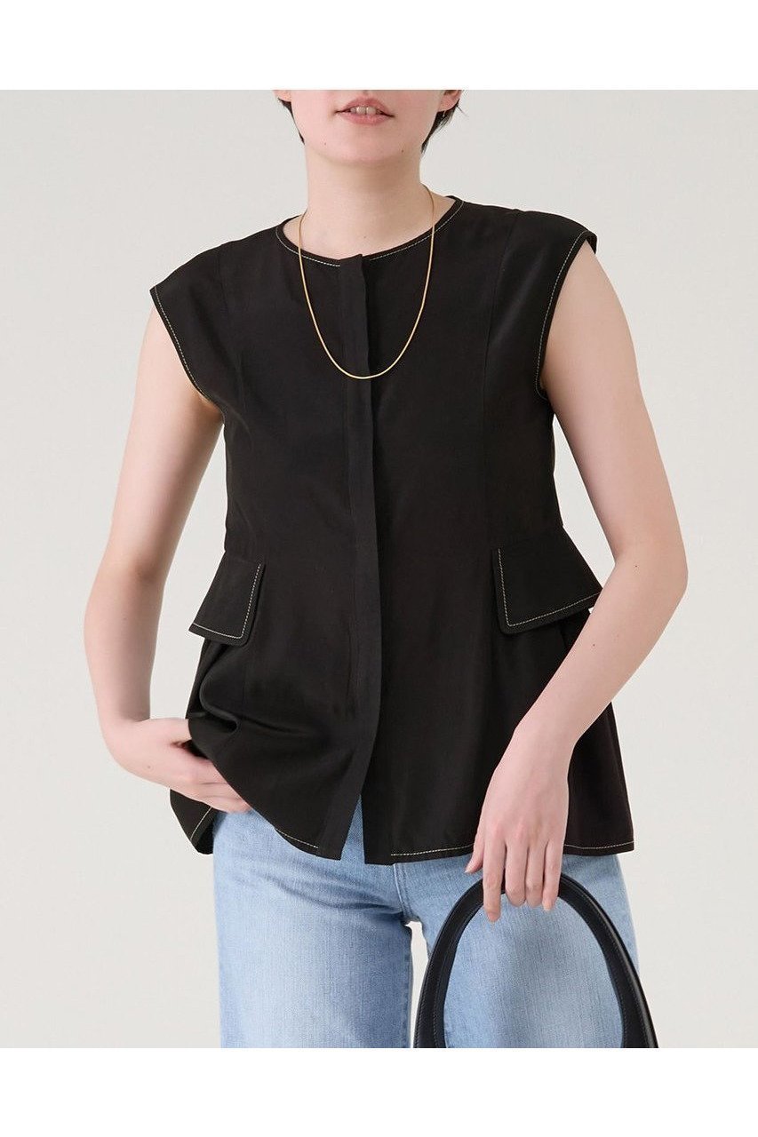 配色ステッチが際立つ洗練ペプラムブラウス 人気、トレンドファッション・服の通販 founy(ファニー) 【マルティニーク/martinique】 トレンドファッション・スタイル  Fashion Trends ファッション、ブランド PICK UP! Fashion Brand Pick Up ファッション Fashion レディースファッション WOMEN トップス・カットソー Tops/Tshirt キャミソール / ノースリーブ No Sleeves シャツ/ブラウス Shirts/Blouses おすすめ Recommend セットアップ Set Up デニム Denim ノースリーブ No Sleeve ボトム Bottom ポケット Pocket エレガント 上品 Elegant 夏 Summer NEW・新作・新着・新入荷 New Arrivals 春 Spring S/S・春夏 Ss・Spring/Summer 羽織 Haori |ID:prp329100004563577
