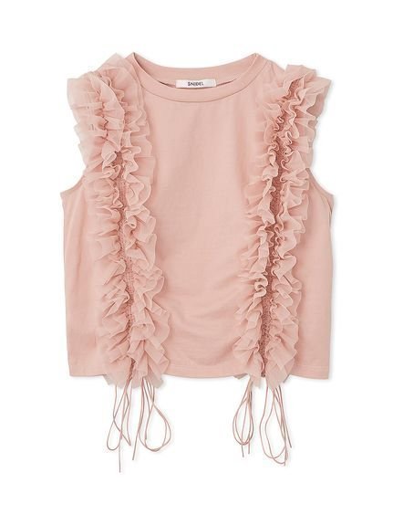 たっぷりチュールで華やぐ　着回し自在なノースリーブカットソー 人気、トレンドファッション・服の通販 founy(ファニー) 【スナイデル/SNIDEL】 トレンドファッション・スタイル  Fashion Trends ファッション、ブランド PICK UP! Fashion Brand Pick Up ファッション Fashion レディースファッション WOMEN トップス・カットソー Tops/Tshirt カットソー Cut and Sewn エレガント 上品 Elegant オーガニック Organic カットソー Cut And Sew 今季 This Season ストレート Straight ボトム Bottom おすすめ Recommend |ID:prp329100004559777