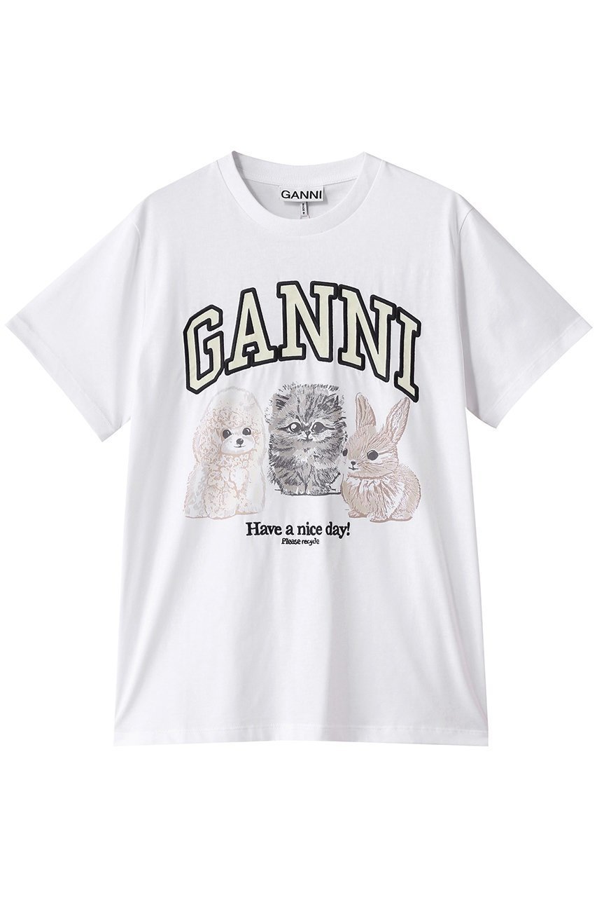 【GANNI/ガニー】ポップなアニマル柄で視線を集める大人かわいいTシャツ 人気、トレンドファッション・服の通販 founy(ファニー) 【ガニー/GANNI】 トレンドファッション・スタイル  Fashion Trends トレンド、ファッションスタイル Fashion Trends ファッション Fashion レディースファッション WOMEN トップス・カットソー Tops/Tshirt シャツ/ブラウス Shirts/Blouses ロング / Tシャツ T-Shirts カットソー Cut and Sewn 2025年 2025 おすすめ Recommend アニマル Animal ショート Short シンプル Simple ジャージー Jersey スリーブ Sleeve デニム Denim ベーシック Basic ボトム Bottom リラックス Relax A/W・秋冬 Aw・Autumn/Winter・Fw・Fall-Winter |ID:prp329100004571512