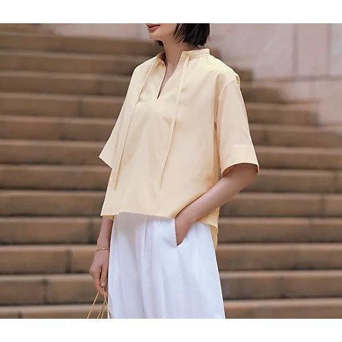【E by eclat/イーバイエクラ】涼やかさと華やぎを備えた、細ボウタイ付きボクシー型ブラウス 人気、トレンドファッション・服の通販 founy(ファニー) 【イーバイエクラ/E by eclat】 トレンドファッション・スタイル  Fashion Trends ファッション、ブランド PICK UP! Spotlight on Fashion Brands ファッション Fashion レディースファッション Ladies' Fashion Online トップス・カットソー Tops/Tshirt シャツ/ブラウス Shirts/Blouses エレガント 上品 Elegant ギャザー Gather スリット Slit ボックス Box ワイド Wide 夏 Summer 洗える Washable |ID:prp329100004598389