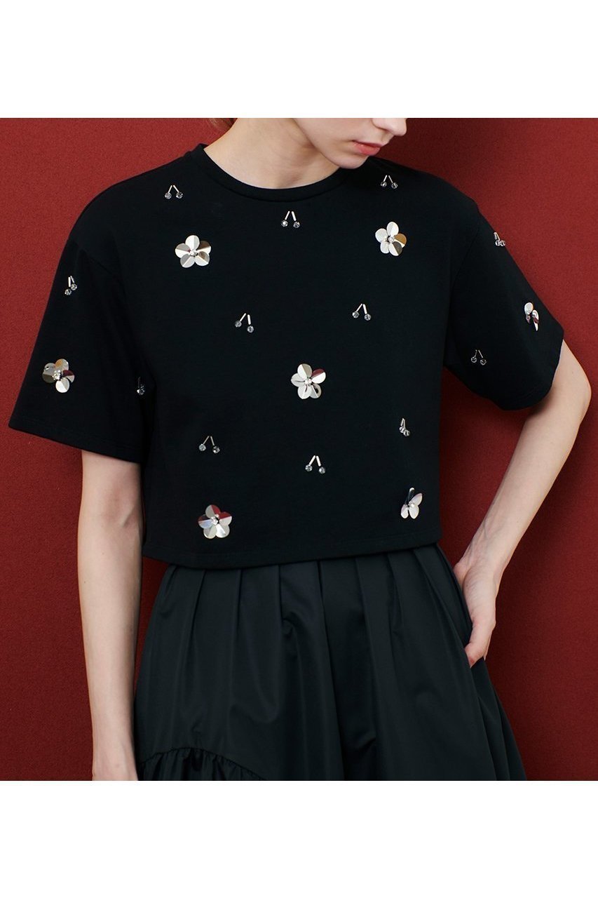 【allureville/アルアバイル】サクランボモチーフがきらめく華やかビジューTシャツ 人気、トレンドファッション・服の通販 founy(ファニー) 【アルアバイル/allureville】 トレンドファッション・スタイル  Trendy Fashion & Style トレンド・ファッションスタイル Fashion Trends & Styles ファッション Fashion レディースファッション Fashion for Women トップス・カットソー Cut & Sew Tops シャツ・ブラウス・オフィスカジュアル Elegant Blouses & Button-Ups ロングTシャツ・Tシャツ Longline T-Shirts & Tees カットソー・ベーシックTシャツ Cut-and-Sewn Tops / Stretch Tees & Basics ショート Short, Short Length スパンコール Sequins, Sequin Embellishment スリーブ Sleeve, Long Sleeve / Short Sleeve ドロップ Drop Shoulder, Dropped Style ビジュー Bijou, Jewel-like Accent 新作・新入荷 New Arrivals / New In |ID:prp329100004608732
