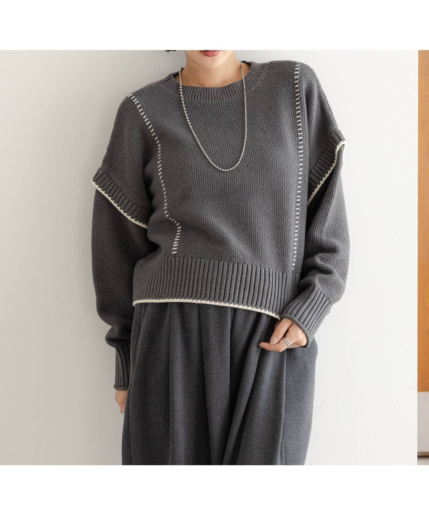 【ローリーズファーム / LOWRYS FARM】の2WAYハイショクステッチプルオーバー 人気、トレンドファッション・服の通販 founy(ファニー) 【ローリーズファーム/LOWRYS FARM】 トレンドファッション・スタイル  Trendy Fashion & Style プチプライス、格安、低価格 Affordable Fashion Finds ファッション Fashion レディースファッション Fashion for Women トップス・カットソー Cut & Sew Tops カジュアルプルオーバー・ニットトップス Pullovers & Knit Tops / Casual Pullovers アクリル Acrylic Material シンプル Simple, Minimal 定番 Standard, Basic Item 楽ちん Easy Fit, Comfortable A/W・秋冬 Autumn/Winter |ID:prp329100004647546