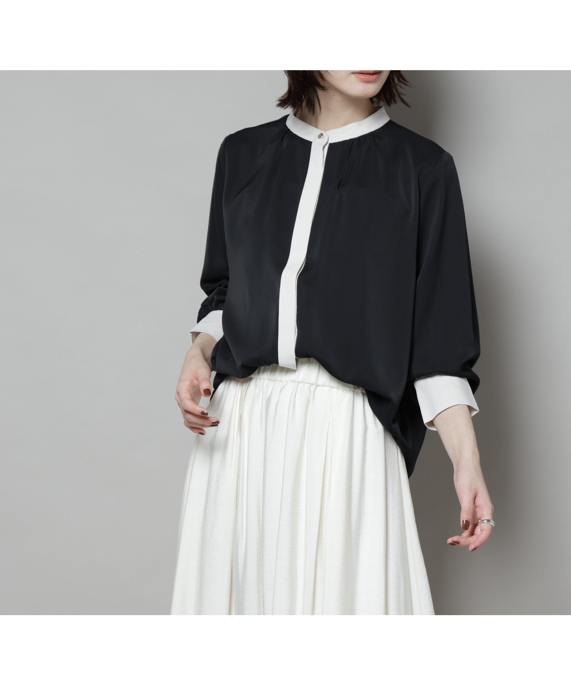 【ナノ ユニバース / nano universe】のバイカラーデザインブラウス 人気、トレンドファッション・服の通販 founy(ファニー) 【ナノ ユニバース/nano universe】 トレンドファッション・スタイル  Trendy Fashion & Style ファッション、ブランド PICK UP! Must-Have Online Fashion Brands ファッション Fashion レディースファッション Fashion for Women トップス・カットソー Cut & Sew Tops シャツ・ブラウス・オフィスカジュアル Elegant Blouses & Button-Ups インナー Innerwear カフス Cuff Design カーディガン Cardigan, Knitwear ギャザー Gathered, Ruffled シンプル Simple, Minimal ジャケット Jacket, Outerwear スタンド Stand Collar, Upright Stand フロント Front, Front Design エレガント 上品 Elegant 2025年 2025 2025-2026秋冬・A/W Autumn/Winter 2025–26 AW25–26 |ID:prp329100004661072