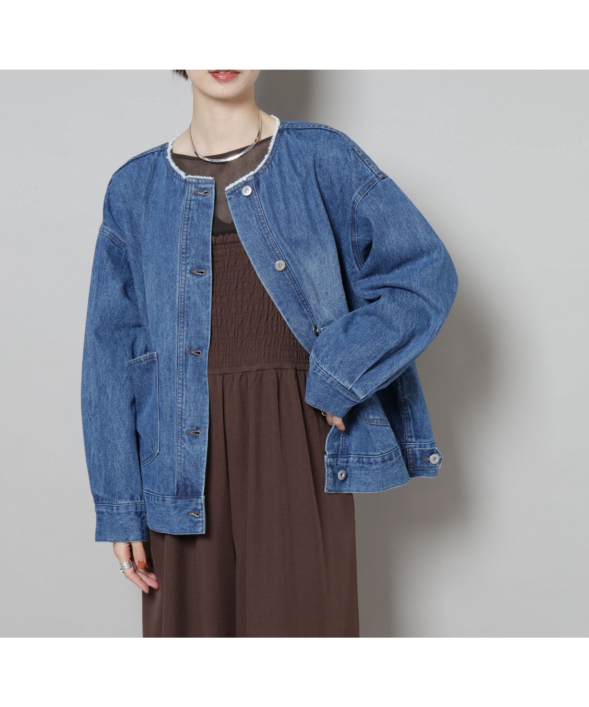 【ナノ ユニバース / nano universe】のノーカラーデニムジャケット 人気、トレンドファッション・服の通販 founy(ファニー) 【ナノ ユニバース/nano universe】 トレンドファッション・スタイル  Trendy Fashion & Style ファッション、ブランド PICK UP! Must-Have Online Fashion Brands ファッション Fashion レディースファッション Fashion for Women アウター Coat / Outerwear Collection レディースジャケット・軽アウター Jackets デニムジャケット / カジュアルアウター Denim Jackets アクセサリー Fashion Accessories インナー Innerwear ヴィンテージ Vintage Style ジャケット Jacket, Outerwear デニム Denim, Jeans Material フリンジ Fringe, Tassel アウトレット Outlet / Clearance おすすめ Recommended / Our Picks エレガント 上品 Elegant 2025年 2025 2025-2026秋冬・A/W Autumn/Winter 2025–26 AW25–26 |ID:prp329100004748055