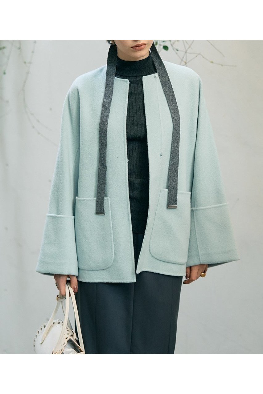 【デザイン ワークス / DESIGN WORKS】のダブルフェイスウールショートコート 人気、トレンドファッション・服の通販 founy(ファニー) 【デザイン ワークス/DESIGN WORKS】 トレンドファッション・スタイル  Trendy Fashion & Style ファッション、ブランド PICK UP! Must-Have Online Fashion Brands ファッション Fashion レディースファッション Fashion for Women アウター Coat / Outerwear Collection コート・ロングコート・ピーコート Long Coats, Peacoats & More インナー Innerwear コンパクト Compact, Small Size ショート Short, Short Length バランス Balance, Style Balance フォルム Silhouette, Form ポケット Pocket, Pocket Detail ロング Long, Long-Length ワイド Wide, Wide Fit |ID:prp329100004744632