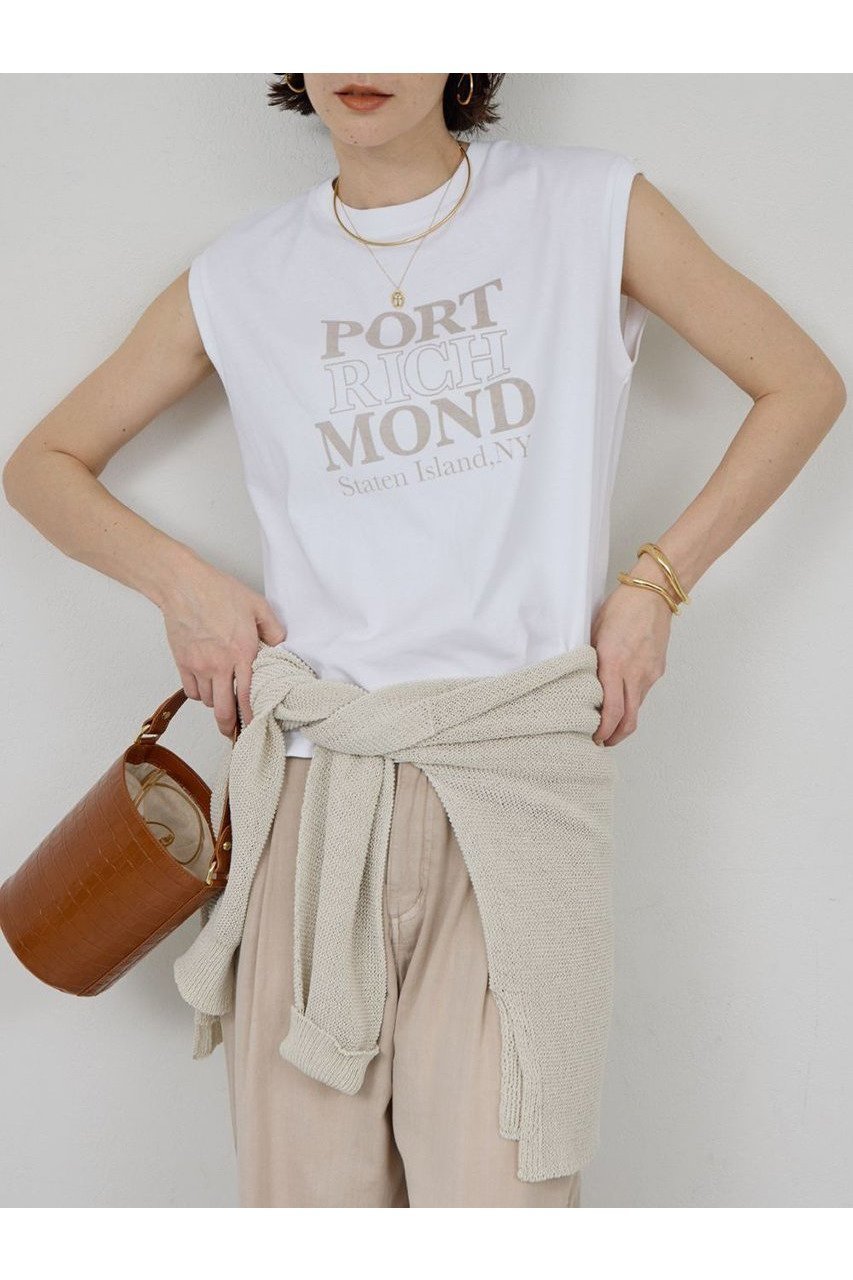 大きめのロゴと清涼感漂うデザインが春夏に活躍する別注ノースリーブTシャツ 大人の最旬トレンドファッション＆コーディネート founy(ファウニー) 【ガリャルダガランテ/GALLARDAGALANTE】 トレンドファッション・スタイル  Trendy Fashion & Style トレンド・ファッションスタイル Fashion Trends & Styles ファッション Fashion レディースファッション Fashion for Women トップス・カットソー Cut & Sew Tops キャミソール&ノースリーブ Camisoles & Sleeveless Tops シャツ・ブラウス・オフィスカジュアル Elegant Blouses & Button-Ups ロングTシャツ・Tシャツ Longline T-Shirts & Tees カットソー・ベーシックTシャツ Cut-and-Sewn Tops / Stretch Tees & Basics キャミソール Camisole, Spaghetti Strap Top タンク Tank Top, Sleeveless Top ノースリーブ Sleeveless, No-Sleeve 別注 Limited Edition, Custom Order 夏 Summer 定番 Standard, Basic Item 新作・新入荷 New Arrivals / New In 春 Spring S/S・春夏 SS, Spring/Summer, Warm Season |ID:prp329100004942946