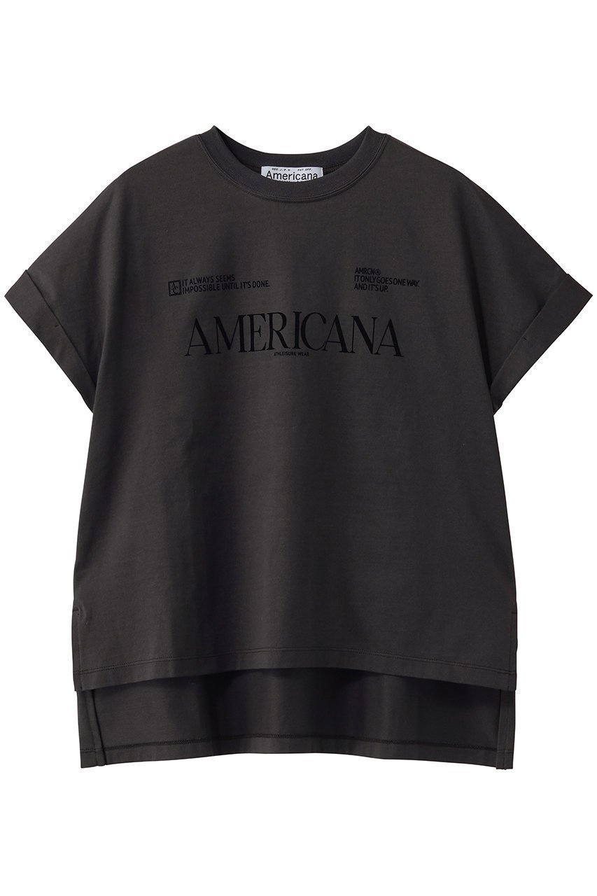 洗練されたブランドロゴと前後差のあるレングスがニュアンスを添える限定コットンTシャツ 大人の最旬トレンドファッション＆コーディネート founy(ファウニー) 【アメリカーナ/Americana】 トレンドファッション・スタイル  Trendy Fashion & Style トレンド・ファッションスタイル Fashion Trends & Styles ファッション Fashion レディースファッション Fashion for Women トップス・カットソー Cut & Sew Tops シャツ・ブラウス・オフィスカジュアル Elegant Blouses & Button-Ups ロングTシャツ・Tシャツ Longline T-Shirts & Tees カットソー・ベーシックTシャツ Cut-and-Sewn Tops / Stretch Tees & Basics インナー Innerwear カーディガン Cardigan, Knitwear ショート Short, Short Length ジャケット Jacket, Outerwear スリーブ Sleeve, Long Sleeve / Short Sleeve フロント Front, Front Design 新作・新入荷 New Arrivals / New In |ID:prp329100004938588