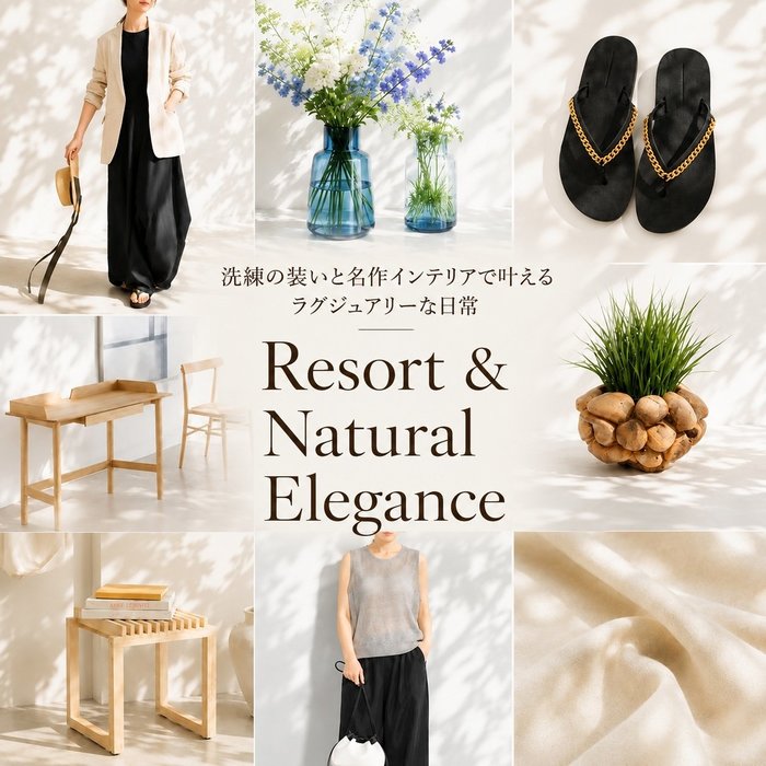 洗練の装いと名作インテリアで叶えるラグジュアリーな日常「Resort & Natural Elegance」 大人の最旬トレンドファッション＆コーディネート founy(ファウニー) 【ライトウッド/Lightwood / GOODS】 【フリッツ ハンセン/FRITZ HANSEN / GOODS】 【サクラ/SACRA】 【ザ ファーム ユニバーサル/the Farm UNIVERSAL / GOODS】 【ステラ マッカートニー/STELLA McCARTNEY】 トレンドファッション・スタイル  Trendy Fashion & Style インテリア・デザイナーズ家具 Top Interior & Designer Furniture ファッション Fashion レディースファッション Fashion for Women トップス・カットソー Cut & Sew Tops キャミソール&ノースリーブ Camisoles & Sleeveless Tops シャツ・ブラウス・オフィスカジュアル Elegant Blouses & Button-Ups パンツ Pants & Trousers 送料無料 Free Shipping バランス Balance, Style Balance フォルム Silhouette, Form ペーパー Paper, Kraft Paper 日本製 Made In Japan 軽量 Lightweight, Ultra Light オイル Body Oil コレクション Collection, Seasonal Line テーブル Table, Dining Table ボックス Boxy, Box Shape シアー Sheer, See-Through シンプル Simple, Minimal ジャケット Jacket, Outerwear タンク Tank Top, Sleeveless Top ノースリーブ Sleeveless, No-Sleeve マニッシュ Mannish, Boyish メッシュ Mesh, Net Fabric リネン Linen, Linen Fabric 新作・新入荷 New Arrivals / New In ガラス Glass, Glassware ショート Short, Short Length フラワー Flower, Floral |ID:stp329100000006764