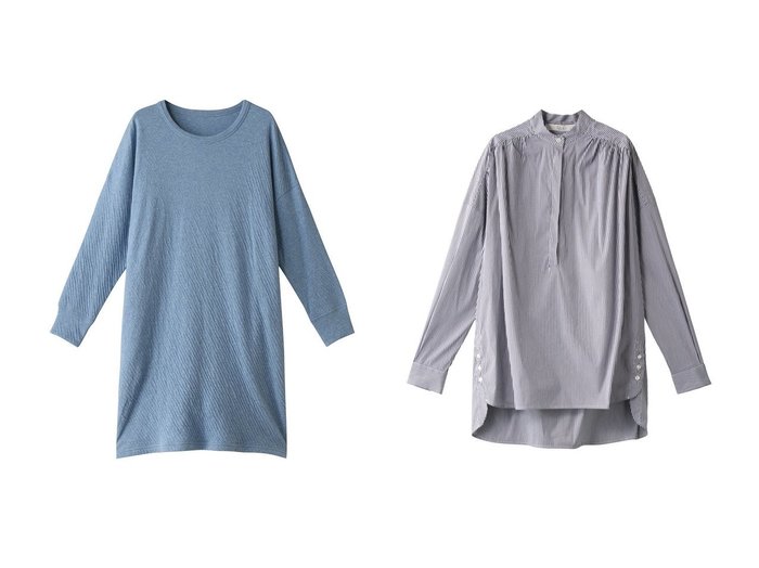 【nanadecor/ナナデコール】のKOリラックスコットンチュニック&【TELA/テラ】のICAROギャザーストライプブラウス トップス・カットソーのおすすめ！人気、レディースファッションの通販 おすすめ人気トレンドファッション通販アイテム インテリア・キッズ・メンズ・レディースファッション・服の通販 founy(ファニー) https://founy.com/ ファッション Fashion レディース WOMEN トップス Tops Tshirt シャツ/ブラウス Shirts Blouses シンプル チュニック リラックス レギンス 定番 ギャザー スタイリッシュ スタンド ストライプ スリーブ ロング |ID:crp329100000000940