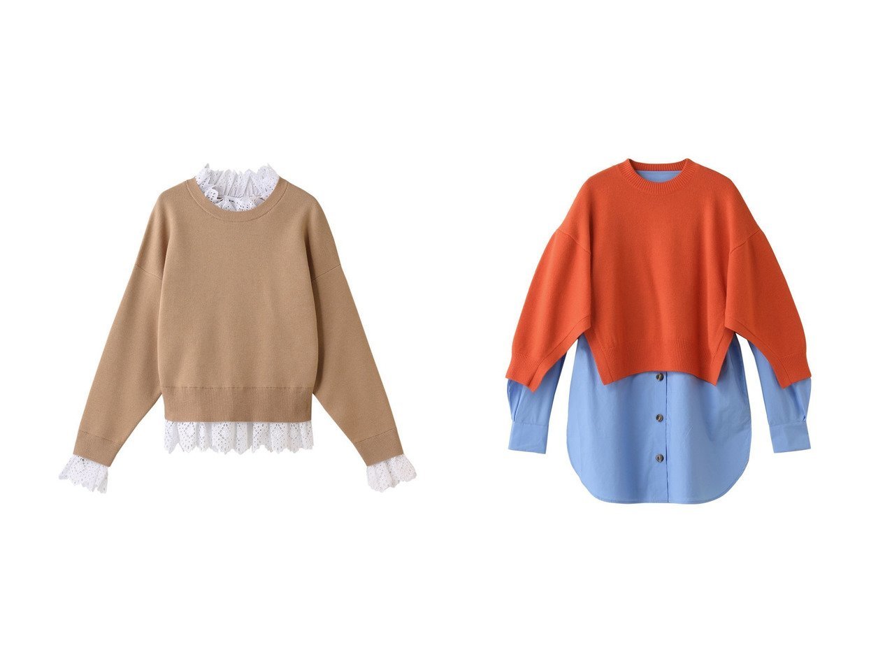 【ENFOLD/エンフォルド】のメリノウール KNIT×SH プルオーバー&WOOL COTTON フリル プルオーバー トップス・カットソーのおすすめ！人気トレンド・レディースファッションの通販 おすすめ人気トレンドファッション通販アイテム インテリア・キッズ・メンズ・レディースファッション・服の通販 founy(ファニー) 　ファッション　Fashion　レディース　WOMEN　トップス　Tops Tshirt　ニット　Knit Tops　プルオーバー　Pullover　シンプル　ストライプ　フリル　レース　マーブル　ベージュ系　Beige　ブルー系　Blue　グレー系　Gray　ブラック系　Black　ピンク系　Pink　|ID:crp329100000006188