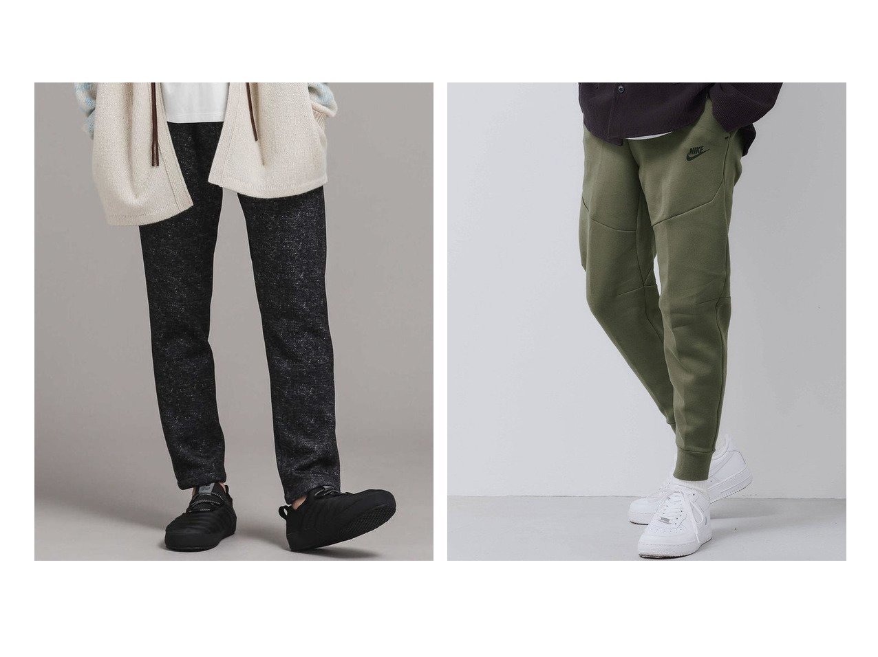 【green label relaxing / UNITED ARROWS / MEN/グリーンレーベルリラクシング メン】のナイキ SC NIKE テックフリース ジョガー パンツ&【nano universe / MEN/ナノ ユニバース】のGRAY S フリースイージーパンツ 【MEN】男性のおすすめ！人気トレンド・メンズファッションの通販  おすすめ人気トレンドファッション通販アイテム インテリア・キッズ・メンズ・レディースファッション・服の通販 founy(ファニー) 　ファッション　Fashion　メンズ　MEN　ボトムス　Bottoms Men　スウェット　ツイード　プリント　ワーク　グレー系　Gray　ブラック系　Black　|ID:crp329100000007429