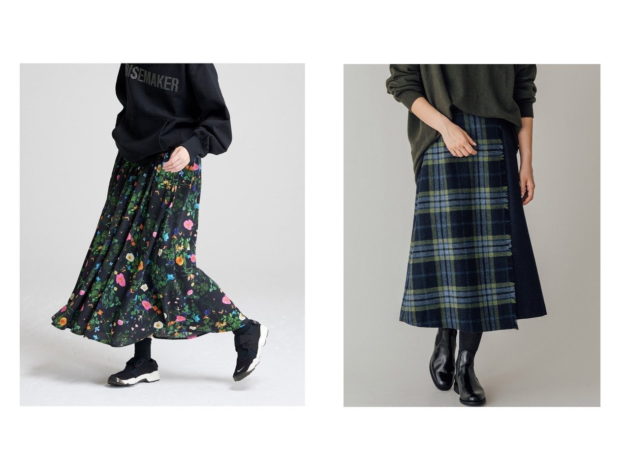 【Bshop/ビショップ】の【O NEIL of DUBLIN】ラップフレアスカート MIX WOMEN&【NOISE MAKER/ノイズメーカー】のBotanical flower long skirt スカートのおすすめ！人気トレンド・レディースファッションの通販 おすすめで人気のファッション通販商品 インテリア・家具・キッズファッション・メンズファッション・レディースファッション・服の通販 founy(ファニー) https://founy.com/ ファッション Fashion レディースファッション WOMEN スカート Skirt Aライン/フレアスカート Flared A-Line Skirts ロングスカート Long Skirt アシンメトリー クラシカル ジップ バランス ラップ ロング A/W 秋冬 Autumn &  Winter |ID:crp329100000007523