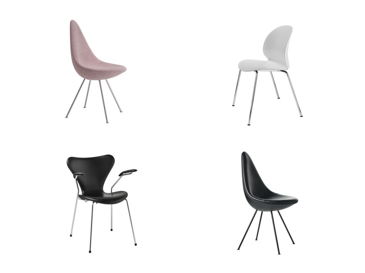 【FRITZ HANSEN / GOODS/フリッツ ハンセン】のN02 リサイクル チェア クロームベース N02-10&ドロップ フルパディングチェア 3110&セブンチェア フルパディング アームチェア 3207&ドロップ ブラックモデル 3110UB 【INTERIOR】おすすめ！人気、インテリア・家具の通販 おすすめ人気トレンドファッション通販アイテム インテリア・キッズ・メンズ・レディースファッション・服の通販 founy(ファニー) 　ドロップ　ファブリック　フェルト　クッション　シェイプ　テーブル　ワーク　ホームグッズ　Home garden　家具・インテリア　Furniture　チェア　Chair　ダイニングチェア　ホームグッズ　Home garden　家具・インテリア　Furniture　チェア　Chair　アームチェア　|ID:crp329100000008501