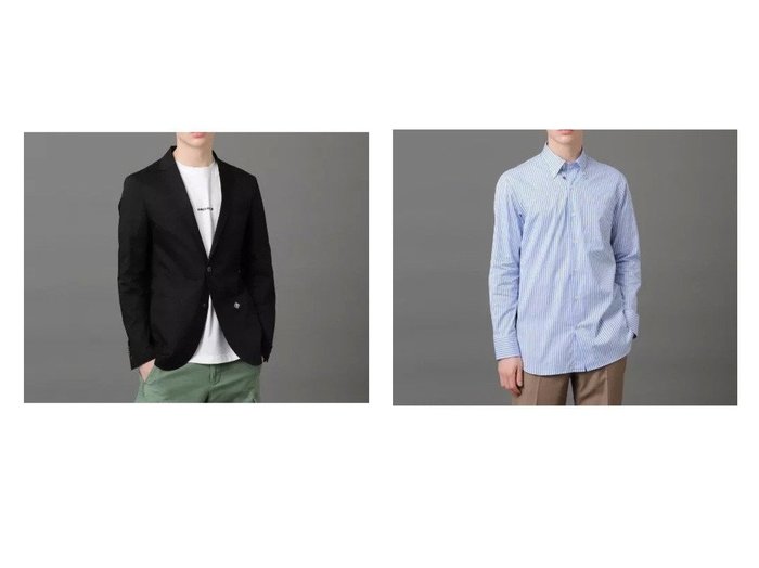 【DRESSTERIOR / MEN/ドレステリア】のアイスコットンテーラードジャケット&BDストライプシャツ 【MEN】別注・限定・コラボなど、おすすめ！人気トレンド・メンズファッション通販  おすすめ人気トレンドファッション通販アイテム インテリア・キッズ・メンズ・レディースファッション・服の通販 founy(ファニー) https://founy.com/ ファッション Fashion メンズファッション MEN カットソー コンパクト シェイプ ショルダー ジャケット セットアップ テーラード ドレス 別注 メンズ |ID:crp329100000013978