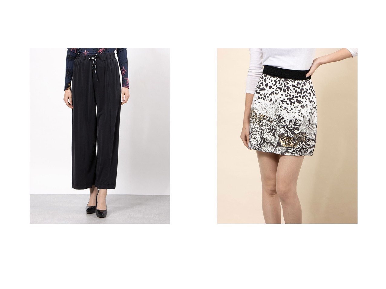 【Desigual/デシグアル】のスカートミニ TOUCH-&長パンツ FLUID PANT Desigualのおすすめ！人気、トレンド・レディースファッションの通販 おすすめ人気トレンドファッション通販アイテム インテリア・キッズ・メンズ・レディースファッション・服の通販 founy(ファニー) 　ファッション　Fashion　レディースファッション　WOMEN　パンツ　Pants　スカート　Skirt　2021年　2021　2021 春夏 S/S　SS Spring/Summer 2021　S/S 春夏　SS Spring/Summer　リラックス　ロング　春　Spring　ブラック系　Black　ホワイト系　White　|ID:crp329100000018490