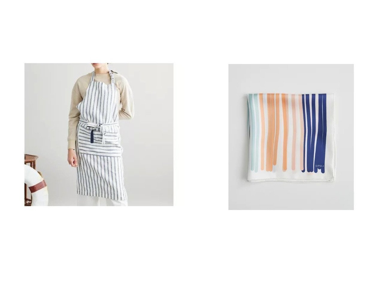 【SIPULI/シプリ】のEgyptian Linen Stripe エプロン&Stripe Spreads Silk スカーフ SIPULIのおすすめ！人気、トレンド・レディースファッションの通販 おすすめ人気トレンドファッション通販アイテム インテリア・キッズ・メンズ・レディースファッション・服の通販 founy(ファニー) 　ファッション　Fashion　レディースファッション　WOMEN　ストール　Scarves　マフラー　Mufflers　S/S 春夏　SS Spring/Summer　ストライプ　ボーダー　ポケット　リネン　春　Spring　イタリア　カラフル　コレクション　シルク　スカーフ　ストール　ツイル　プリント　マフラー　ミラノ　ランダム　ブルー系　Blue　オレンジ系　Orange　|ID:crp329100000019121
