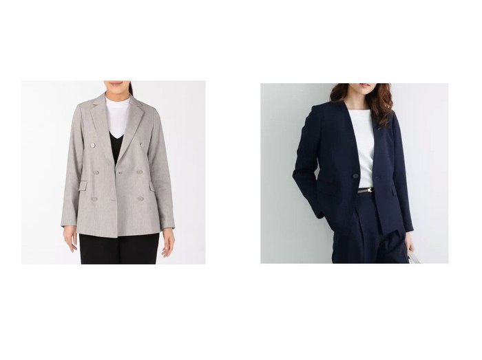 【Munich/ミューニック】のcotton linen pinhead double tailored jacket&【ROPE' PICNIC/ロペピクニック】の【セットアップ対応】【UVカット】リネンライクノーラペルジャケット 【アウター】おすすめ！人気、トレンド・レディースファッションの通販  おすすめ人気トレンドファッション通販アイテム インテリア・キッズ・メンズ・レディースファッション・服の通販 founy(ファニー) https://founy.com/ ファッション Fashion レディースファッション WOMEN アウター Coat Outerwear ジャケット Jackets クラシカル ジャケット ダブル テーラード リネン おすすめ Recommend セットアップ ポケット 春 Spring 秋 Autumn/Fall |ID:crp329100000027492