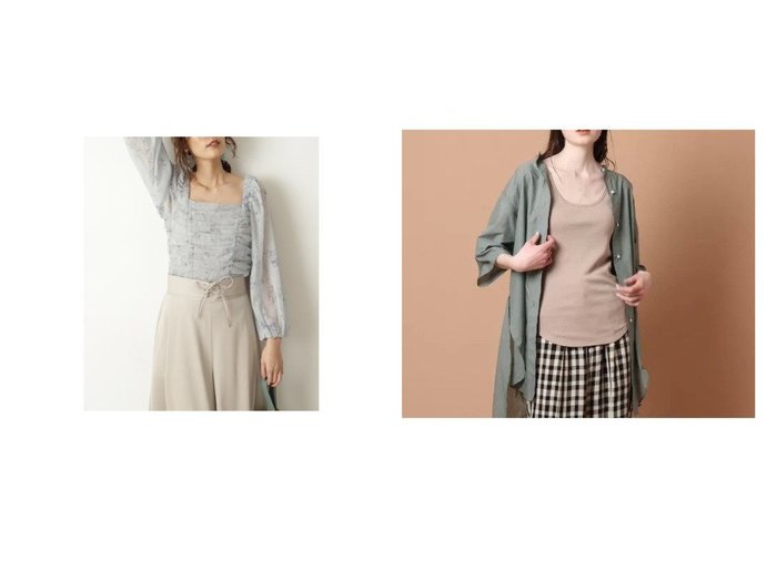 【JILLSTUART/ジルスチュアート】のチュールレースフラワーブラウス&【DRESSTERIOR/ドレステリア】のタンクトップ 【トップス・カットソー】おすすめ！人気、トレンド・レディースファッションの通販  おすすめ人気トレンドファッション通販アイテム 人気、トレンドファッション・服の通販 founy(ファニー) ファッション Fashion レディースファッション WOMEN トップス・カットソー Tops/Tshirt シャツ/ブラウス Shirts/Blouses ロング / Tシャツ T-Shirts カットソー Cut and Sewn ギャザー スクエア スタンダード スリーブ デコルテ デニム トレンド フェミニン プリント ミックス リーフ カットソー キャミワンピース ショルダー シンプル タンク ラウンド |ID:crp329100000032245