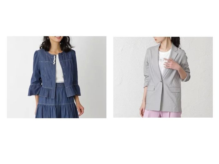 【TO BE CHIC/トゥー ビー シック】のライトオンスデニム ジャケット&【EPOCA THE SHOP/エポカ ザ ショップ】のリネンストレッチジャケット 【アウター】おすすめ！人気、トレンド・レディースファッションの通販  おすすめ人気トレンドファッション通販アイテム インテリア・キッズ・メンズ・レディースファッション・服の通販 founy(ファニー) https://founy.com/ ファッション Fashion レディースファッション WOMEN アウター Coat Outerwear ジャケット Jackets デニムジャケット Denim Jackets コンパクト ジャケット セットアップ デニム ドット パール 春 Spring おすすめ Recommend ストレッチ テーラード リネン |ID:crp329100000032297