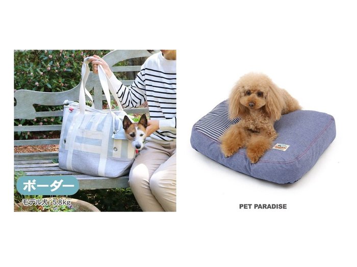 【PET PARADISE/ペットパラダイス】のペットパラダイス デニム クッション (55×45cm)&ペットパラダイス ボーダー トート キャリーバッグ〔小型犬〕 おすすめ！人気、ペットグッズの通販 おすすめ人気トレンドファッション通販アイテム 人気、トレンドファッション・服の通販 founy(ファニー) 　送料無料　Free Shipping　ボーダー　ポケット　メッシュ　ラップ　犬　Dog　クッション　デニム　ホーム・キャンプ・アウトドア　Home,Garden,Outdoor,Camping Gear　ペットグッズ　Pet Supplies　ホーム・キャンプ・アウトドア　Home,Garden,Outdoor,Camping Gear　ペットグッズ　Pet Supplies　|ID:crp329100000035733