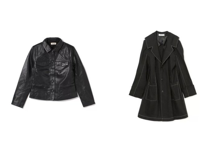 【G.V.G.V./ジーヴィージーヴィ】のSAILOR COLLAR LONG JACKET&【ZADIG & VOLTAIRE/ザディグ エ ヴォルテール】のLIAM VESTE CUIR PERM 【アウター】おすすめ！人気、トレンド・レディースファッションの通販 おすすめ人気トレンドファッション通販アイテム インテリア・キッズ・メンズ・レディースファッション・服の通販 founy(ファニー) https://founy.com/ ファッション Fashion レディースファッション WOMEN アウター Coat Outerwear ジャケット Jackets ライダース Riders Jacket 2021年 2021 2021春夏・S/S SS/Spring/Summer/2021 S/S・春夏 SS・Spring/Summer ジャケット スマート バランス ライダース ガーリー チェック テーラード トレンチ ロング |ID:crp329100000045215