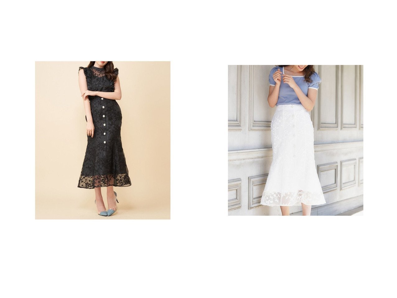 【MiiA/ミーア】のレース刺繍マーメイドスカート おすすめ！人気、トレンド・レディースファッションの通販 おすすめ人気トレンドファッション通販アイテム インテリア・キッズ・メンズ・レディースファッション・服の通販 founy(ファニー) 　ファッション　Fashion　レディースファッション　WOMEN　スカート　Skirt　2021年　2021　2021春夏・S/S　SS/Spring/Summer/2021　S/S・春夏　SS・Spring/Summer　おすすめ　Recommend　セットアップ　マーメイド　レース　ロング　春　Spring　ブラック系　Black　ホワイト系　White　|ID:crp329100000045627