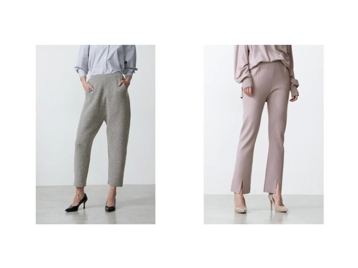 【HAVEL studio/ハーヴェル スタジオ】のダブルフェイスクロップドニットパンツ&BOTTO GIUSEPPEウォッシャブルニットパンツ 【パンツ】おすすめ！人気、トレンド・レディースファッションの通販 おすすめ人気トレンドファッション通販アイテム インテリア・キッズ・メンズ・レディースファッション・服の通販 founy(ファニー) https://founy.com/ ファッション Fashion レディースファッション WOMEN パンツ Pants ストレッチ セットアップ ダブル フェイス リラックス イタリア ストレート スリット センター フロント ミラノリブ |ID:crp329100000056279