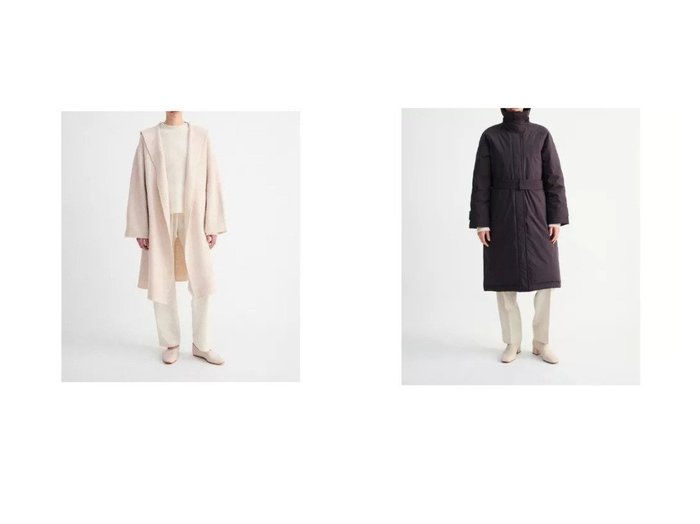 【SAYAKA DAVIS/サヤカ デイヴィス】のHooded Knit Robe&Down Balmacaan Coat 【アウター】おすすめ！人気、トレンド・レディースファッションの通販 おすすめ人気トレンドファッション通販アイテム インテリア・キッズ・メンズ・レディースファッション・服の通販 founy(ファニー) https://founy.com/ ファッション Fashion レディースファッション WOMEN アウター Coat Outerwear コート Coats チェスターコート Top Coat チェスターコート フェルト ポケット コンパクト ジャケット ストレッチ タンブラー ダウン バランス 防寒 |ID:crp329100000056382