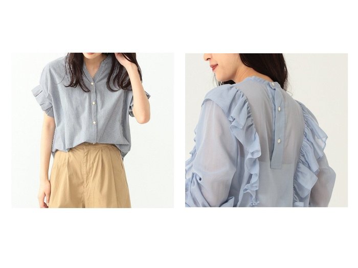 【BEAMS HEART/ビームス ハート】の【大人気アイテム 受付中!】 スキッパーネック カットソー&【Demi-Luxe BEAMS/デミルクス ビームス】のDemi- コットンボイル ラッフルブラウス 【トップス・カットソー】おすすめ！人気、トレンド・レディースファッションの通販 おすすめ人気トレンドファッション通販アイテム インテリア・キッズ・メンズ・レディースファッション・服の通販 founy(ファニー) https://founy.com/ ファッション Fashion レディースファッション WOMEN トップス・カットソー Tops/Tshirt カットソー Cut and Sewn シャツ/ブラウス Shirts/Blouses アクセサリー カットソー シルケット シンプル スキッパー バランス フェミニン フリル フロント おすすめ Recommend 夏 Summer キャミ クラシカル コンパクト スタンド スリーブ ロマンティック |ID:crp329100000058280