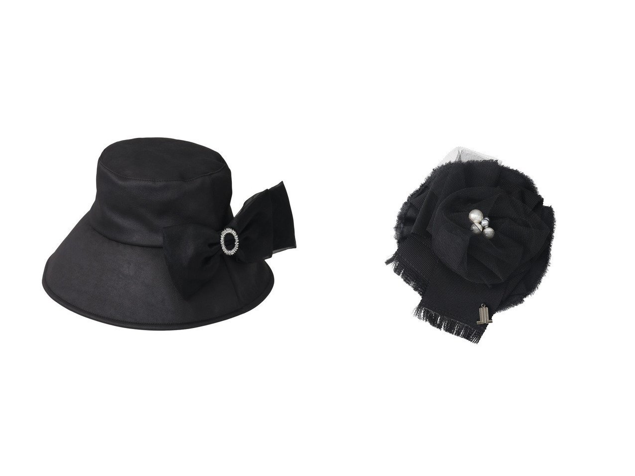 【LANVIN en Bleu/ランバン オン ブルー】のグログランフラワーブローチ&ビジューリボンバケットハット おすすめ！人気、トレンド・レディースファッションの通販 おすすめ人気トレンドファッション通販アイテム インテリア・キッズ・メンズ・レディースファッション・服の通販 founy(ファニー) 　ファッション　Fashion　レディースファッション　WOMEN　帽子　Hats　2020年　2020　2020-2021秋冬・A/W　AW・Autumn/Winter・FW・Fall-Winter/2020-2021　2021年　2021　2021-2022秋冬・A/W　AW・Autumn/Winter・FW・Fall-Winter・2021-2022　A/W・秋冬　AW・Autumn/Winter・FW・Fall-Winter　シンプル　フォルム　リボン　帽子　おすすめ　Recommend　エレガント　チャーム　チュール　パーティ　フラワー　ブローチ　ミックス　モチーフ　ブラック系　Black　|ID:crp329100000058724