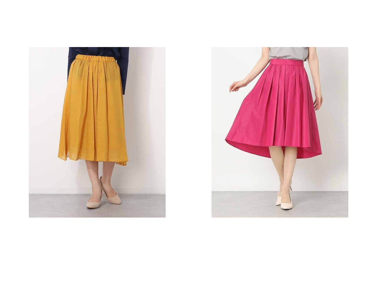 【Rename/リネーム】の無地ウェストゴム膝丈スカート&アシンメトリータックギャザースカート おすすめ！人気、トレンド・レディースファッションの通販 おすすめ人気トレンドファッション通販アイテム インテリア・キッズ・メンズ・レディースファッション・服の通販 founy(ファニー) 　ファッション　Fashion　レディースファッション　WOMEN　スカート　Skirt　2021年　2021　2021春夏・S/S　SS/Spring/Summer/2021　S/S・春夏　SS・Spring/Summer　シンプル　夏　Summer　春　Spring　無地　イエロー系　Yellow　レッド系　Red　|ID:crp329100000060796