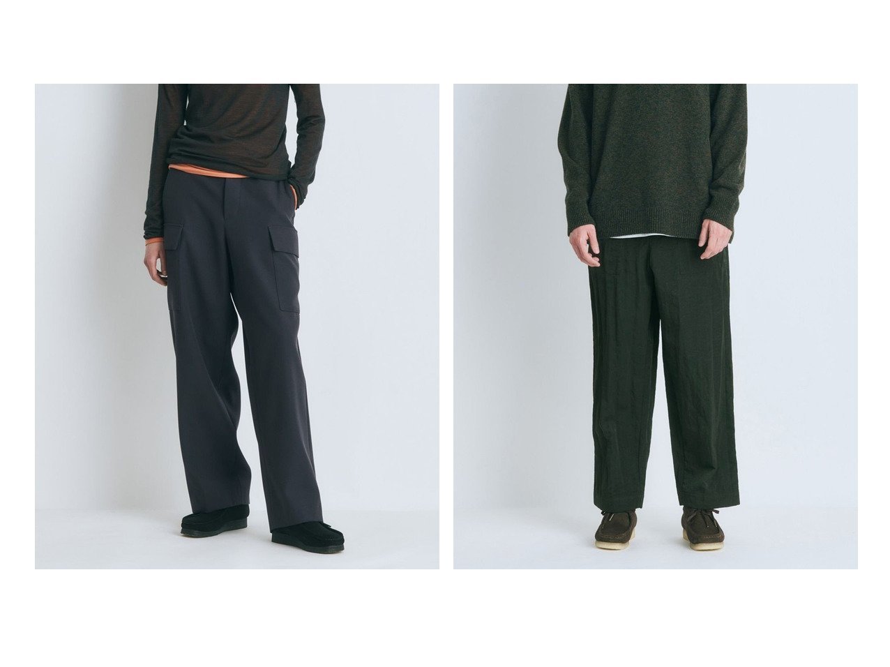 ATON/エイトン】のSHRINK NYLON WIDE BAKER PANTS&BACK SATIN FIELD