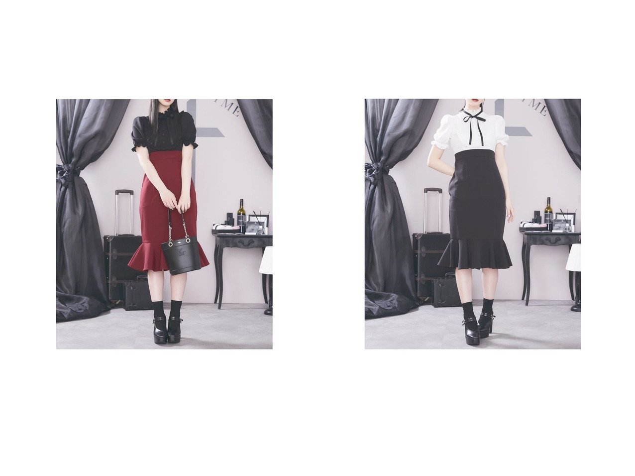 【EATME/イートミー】のEATME メイドライクマーメイドワンピース おすすめ！人気、トレンド・レディースファッションの通販  おすすめ人気トレンドファッション通販アイテム インテリア・キッズ・メンズ・レディースファッション・服の通販 founy(ファニー) 　ファッション　Fashion　レディースファッション　WOMEN　ワンピース　Dress　2021年　2021　2021-2022秋冬・A/W　AW・Autumn/Winter・FW・Fall-Winter・2021-2022　A/W・秋冬　AW・Autumn/Winter・FW・Fall-Winter　ドッキング　マーメイド　切替　オレンジ系　Orange　ブラック系　Black　|ID:crp329100000062204