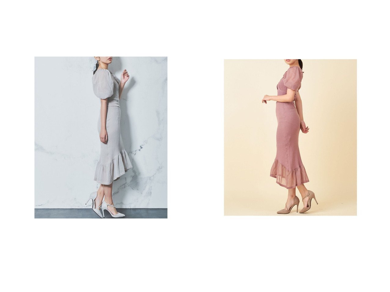 【ROYAL PARTY/ロイヤルパーティー】のカシュクールシアースリーブマーメイドワンピース おすすめ！人気、トレンド・レディースファッションの通販 おすすめ人気トレンドファッション通販アイテム インテリア・キッズ・メンズ・レディースファッション・服の通販 founy(ファニー) 　ファッション　Fashion　レディースファッション　WOMEN　ワンピース　Dress　2021年　2021　2021-2022秋冬・A/W　AW・Autumn/Winter・FW・Fall-Winter・2021-2022　A/W・秋冬　AW・Autumn/Winter・FW・Fall-Winter　カシュクール　ガーリー　スリーブ　フィット　リブニット　ブラック系　Black　グレー系　Gray　レッド系　Red　|ID:crp329100000068387