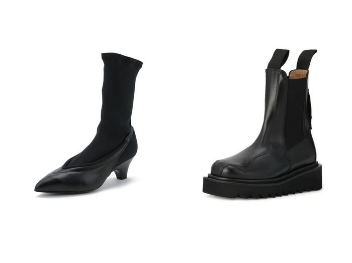 【TOGA/トーガ】のLeather stretch boots&【TOGA PULLA/トーガ プルラ】のShark sloe boots 【シューズ・靴】おすすめ！人気、トレンド・レディースファッションの通販 おすすめ人気トレンドファッション通販アイテム 人気、トレンドファッション・服の通販 founy(ファニー) ファッション Fashion レディースファッション WOMEN 2021年 2021 2021-2022秋冬・A/W AW・Autumn/Winter・FW・Fall-Winter・2021-2022 A/W・秋冬 AW・Autumn/Winter・FW・Fall-Winter アーモンドトゥ サイドジップ シューズ ストレッチ フォルム ミドル ウエスタン メタル ループ |ID:crp329100000069021