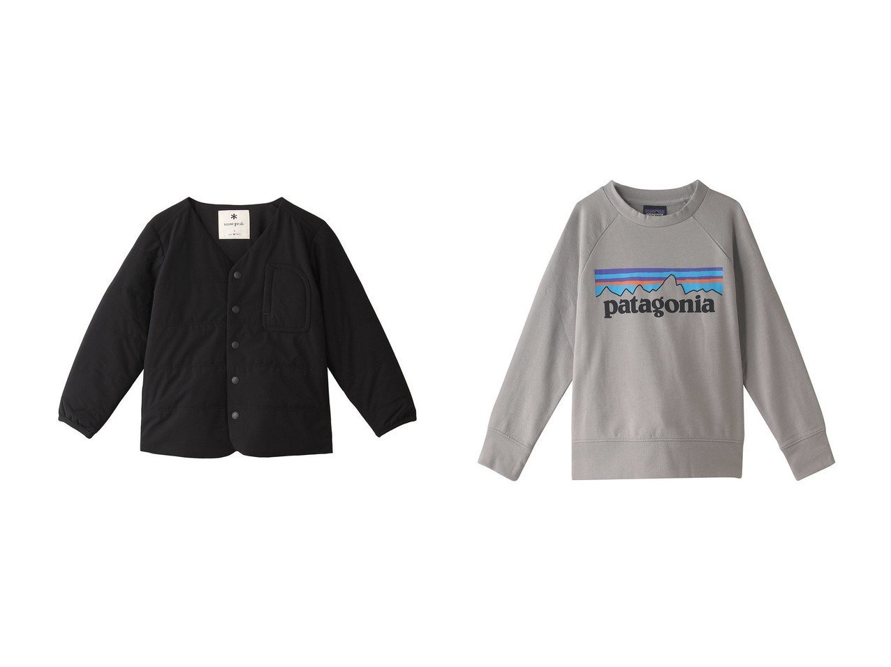 【patagonia / KIDS/パタゴニア】の【KIDS】ライトウェイト・クルー・スウェットシャツ&【Snow Peak / KIDS/スノーピーク】の【KIDS】Kids Flexible Insulated Cardigan 【KIDS】子供服のおすすめ！人気トレンド・キッズファッションの通販 おすすめ人気トレンドファッション通販アイテム インテリア・キッズ・メンズ・レディースファッション・服の通販 founy(ファニー) 　ファッション　Fashion　キッズファッション　KIDS　アウター　Coat Outerwear /Kids　トップス・カットソー　Tops/Tees/Kids　アウトドア　カーディガン　ストレッチ　定番　Standard　軽量　ブラック系　Black　|ID:crp329100000074839