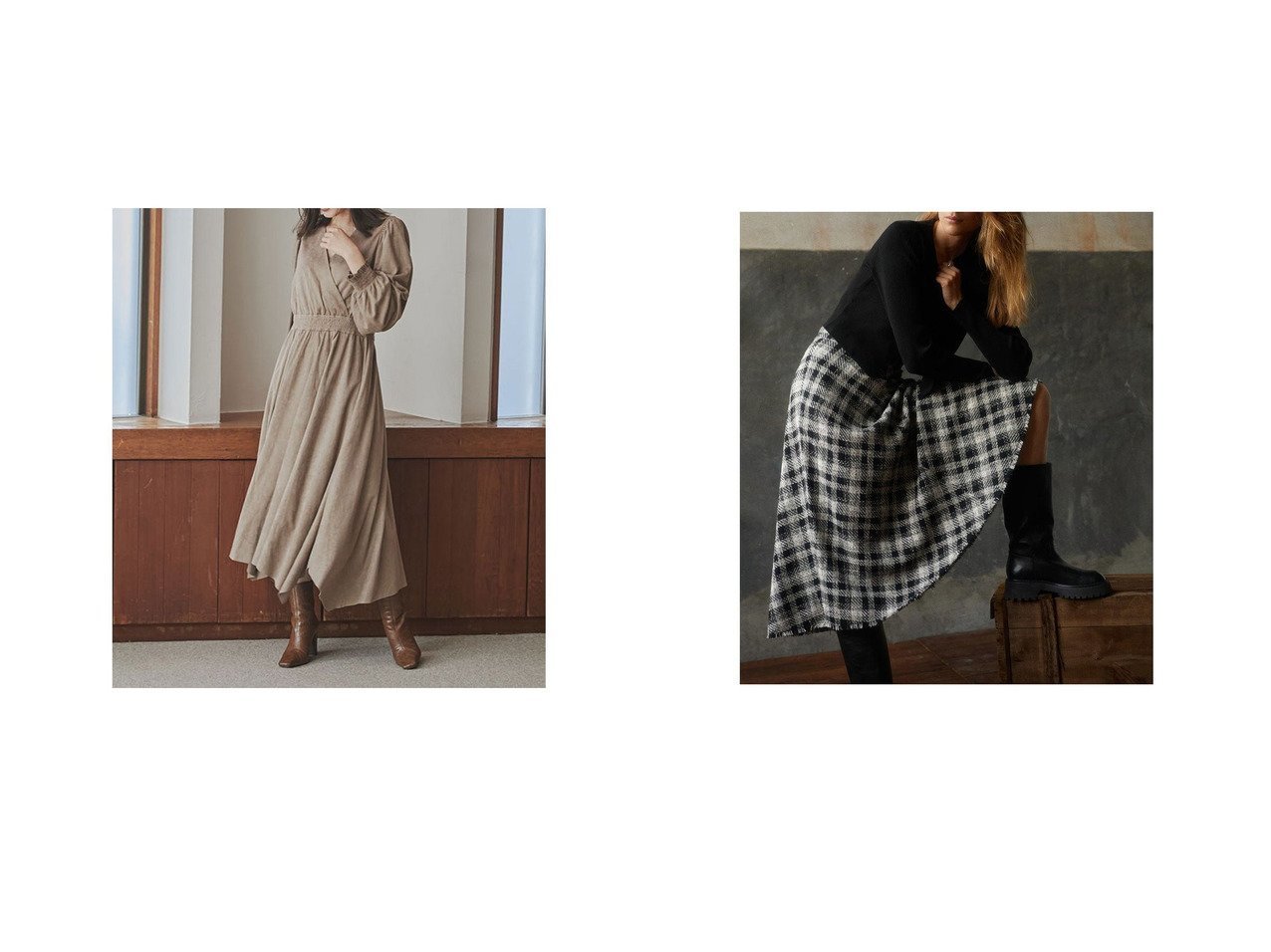 【MANGO/マンゴ】のロングスカート .-- DIDI&【anuans/アニュアンス】のフェイクスエードカシュクールワンピース おすすめ！人気、トレンド・レディースファッションの通販 おすすめで人気の流行・トレンド、ファッションの通販商品 インテリア・家具・メンズファッション・キッズファッション・レディースファッション・服の通販 founy(ファニー) https://founy.com/ ファッション Fashion レディースファッション WOMEN ワンピース Dress スカート Skirt ロングスカート Long Skirt アシンメトリー シャーリング バランス フェイクスエード ヘムライン チェック ハイライズ フレア ロング |ID:crp329100000077989