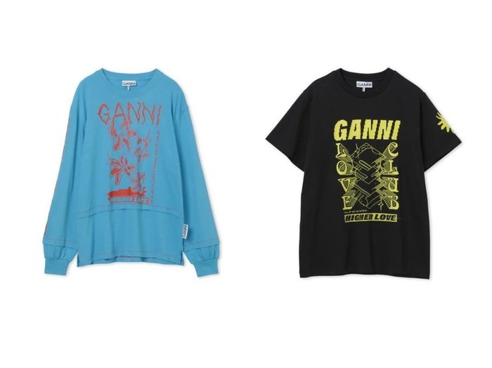 【GANNI/ガニー】のTops&Tops 【トップス・カットソー】おすすめ！人気、トレンド・レディースファッションの通販 おすすめ人気トレンドファッション通販アイテム インテリア・キッズ・メンズ・レディースファッション・服の通販 founy(ファニー) https://founy.com/ ファッション Fashion レディースファッション WOMEN トップス・カットソー Tops/Tshirt シャツ/ブラウス Shirts/Blouses ロング / Tシャツ T-Shirts カットソー Cut and Sewn 2022年 2022 2022春・S/S SS・Spring/Summer・2022 S/S・春夏 SS・Spring/Summer カットソー ビビッド プリント ロング 長袖 ワンポイント 半袖 |ID:crp329100000080355