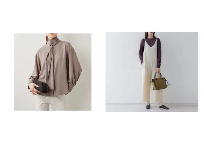 【collex/コレックス】のナチュラルファインヤーンニットコンビネゾン&【Whim Gazette/ウィムガゼット】のシフォンボウブラウス 【トップス・カットソー】おすすめ！人気、トレンド・レディースファッションの通販 おすすめ人気トレンドファッション通販アイテム インテリア・キッズ・メンズ・レディースファッション・服の通販 founy(ファニー) https://founy.com/ ファッション Fashion レディースファッション WOMEN トップス・カットソー Tops/Tshirt シャツ/ブラウス Shirts/Blouses ニット Knit Tops ヴィンテージ クール シフォン スウェット ストレッチ 長袖 フェミニン リボン A/W・秋冬 AW・Autumn/Winter・FW・Fall-Winter 2021年 2021 2021-2022秋冬・A/W AW・Autumn/Winter・FW・Fall-Winter・2021-2022 タートルネック トレンド なめらか リラックス |ID:crp329100000084883