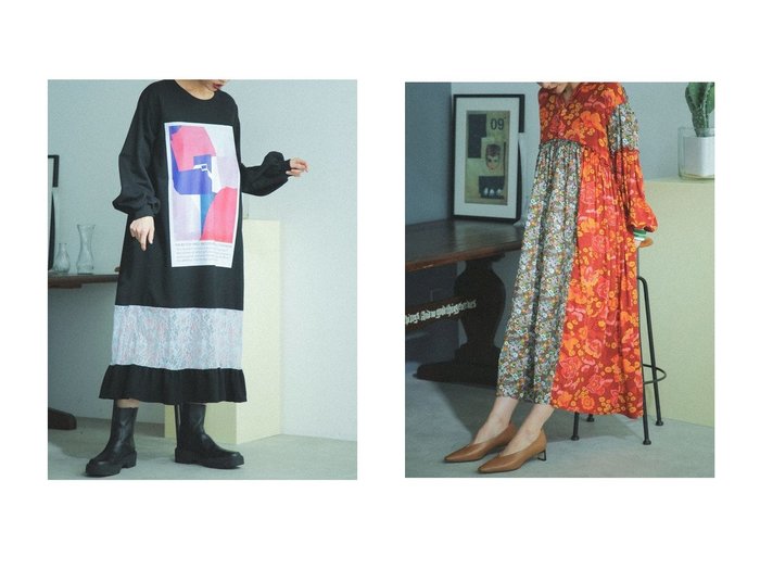 【ROSE BUD/ローズバッド】のフラワーワンピース&スウェットワンピース 【ワンピース・ドレス】おすすめ！人気、トレンド・レディースファッションの通販 おすすめ人気トレンドファッション通販アイテム 人気、トレンドファッション・服の通販 founy(ファニー) ファッション Fashion レディースファッション WOMEN ワンピース Dress チュニック Tunic 2020年 2020 2020-2021秋冬・A/W AW・Autumn/Winter・FW・Fall-Winter/2020-2021 2022年 2022 2022 春夏 S/S SS,Spring/Summer,2022 A/W・秋冬 AW・Autumn/Winter・FW・Fall-Winter S/S・春夏 SS・Spring/Summer カラフル グラフィック チュニック プリント ミックス リラックス レース ロング 夏 Summer 春 Spring |ID:crp329100000085214