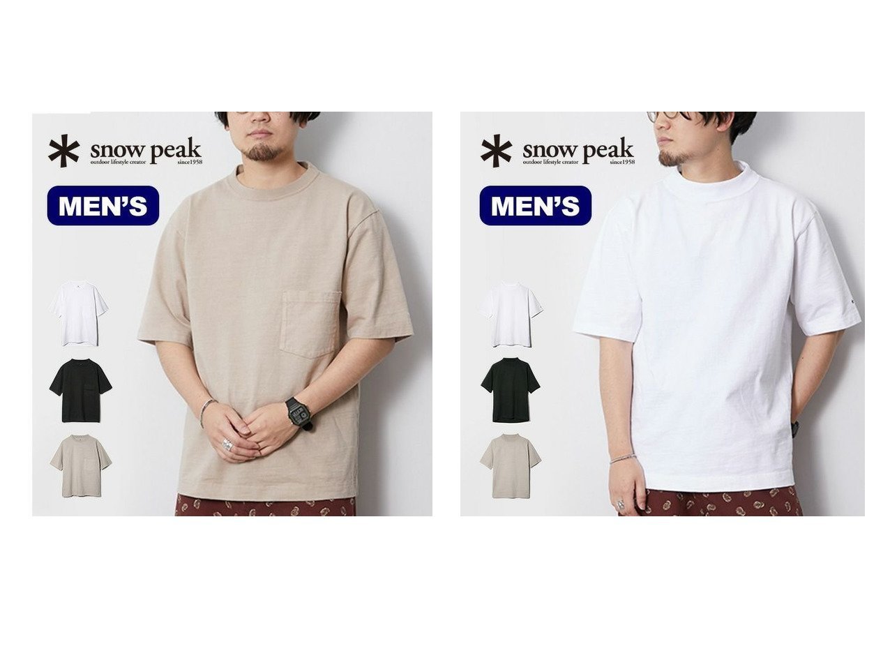 【snow peak / MEN/スノーピーク】のヘビーコットンTシャツ&ヘビーコットンモックネックTシャツ 【MEN】おすすめ！人気キャンプ・アウトドア用品のファッション通販 おすすめで人気の流行・トレンド、ファッションの通販商品 インテリア・家具・メンズファッション・キッズファッション・レディースファッション・服の通販 founy(ファニー) https://founy.com/ ファッション Fashion メンズファッション MEN アウトドア シンプル 夏 Summer ハイネック モックネック |ID:crp329100000087428