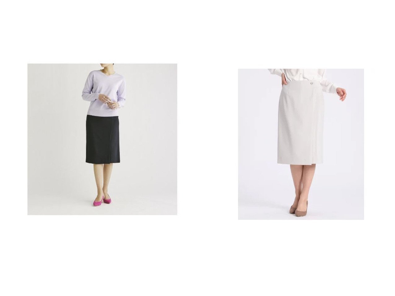 【CLEAR IMPRESSION/クリアインプレッション】の《INED CLARO》2WAYストレッチオックススカート 【スカート】おすすめ！人気、トレンド・レディースファッションの通販 おすすめ人気トレンドファッション通販アイテム インテリア・キッズ・メンズ・レディースファッション・服の通販 founy(ファニー) 　ファッション　Fashion　レディースファッション　WOMEN　スカート　Skirt　ジャケット　ストレッチ　セットアップ　ベージュ系　Beige　ブラック系　Black　グレー系　Gray　|ID:crp329100000090182