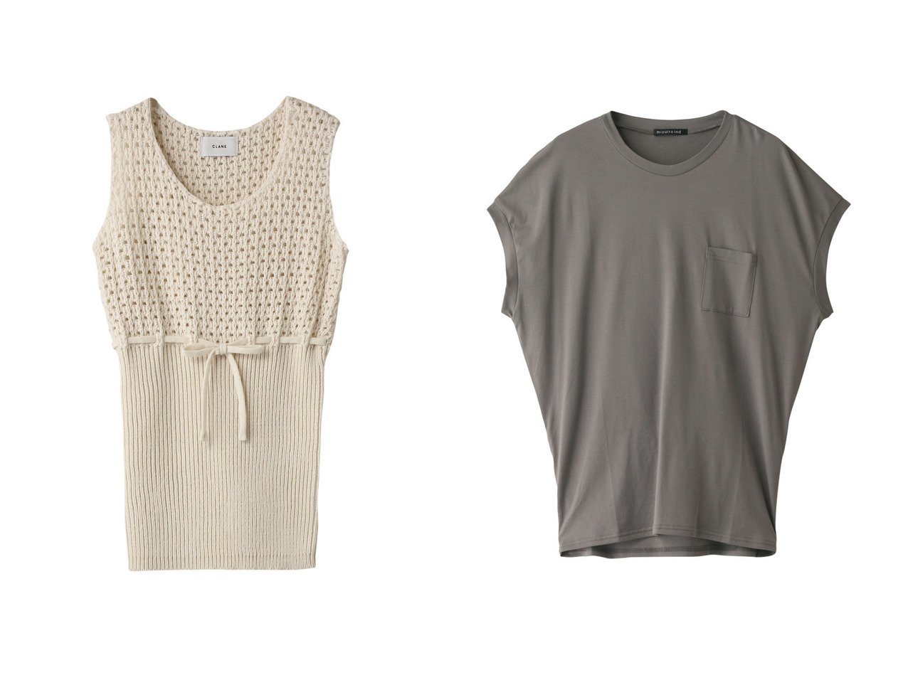 【CLANE/クラネ】のVINTAGE MESH KNIT TOPS ニット&【mizuiro ind/ミズイロ インド】のフレンチスリーブコクーンプルオーバー 【トップス・カットソー】おすすめ！人気、トレンド、レディースファッションの通販 おすすめ人気トレンドファッション通販アイテム インテリア・キッズ・メンズ・レディースファッション・服の通販 founy(ファニー) 　ファッション　Fashion　レディースファッション　WOMEN　トップス・カットソー　Tops/Tshirt　ニット　Knit Tops　プルオーバー　Pullover　シャツ/ブラウス　Shirts/Blouses　ロング / Tシャツ　T-Shirts　カットソー　Cut and Sewn　メッシュ　リボン　今夏　夏　Summer　イエロー系　Yellow　ホワイト系　White　ブルー系　Blue　グレー系　Gray　ブラック系　Black　|ID:crp329100000100280