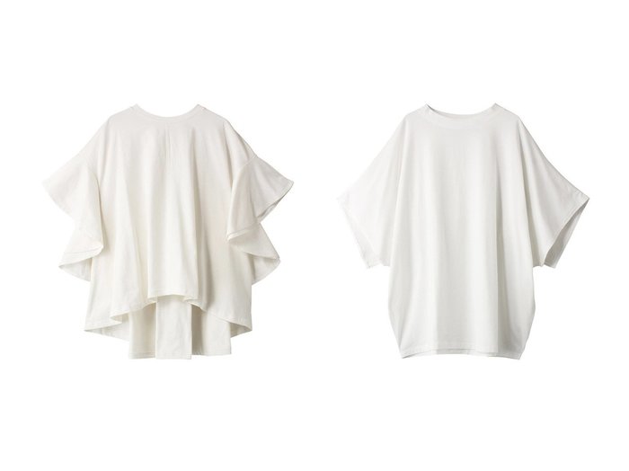 【ROSE BUD/ローズバッド】のバックラッフルTEE&【mici】ラッフルスリーブTEE 【トップス・カットソー】おすすめ！人気、トレンド、レディースファッションの通販  おすすめ人気トレンドファッション通販アイテム インテリア・キッズ・メンズ・レディースファッション・服の通販 founy(ファニー) https://founy.com/ ファッション Fashion レディースファッション WOMEN トップス・カットソー Tops/Tshirt シャツ/ブラウス Shirts/Blouses ロング / Tシャツ T-Shirts カットソー Cut and Sewn ショート スリーブ ドレープ フレア 半袖 |ID:crp329100000101951