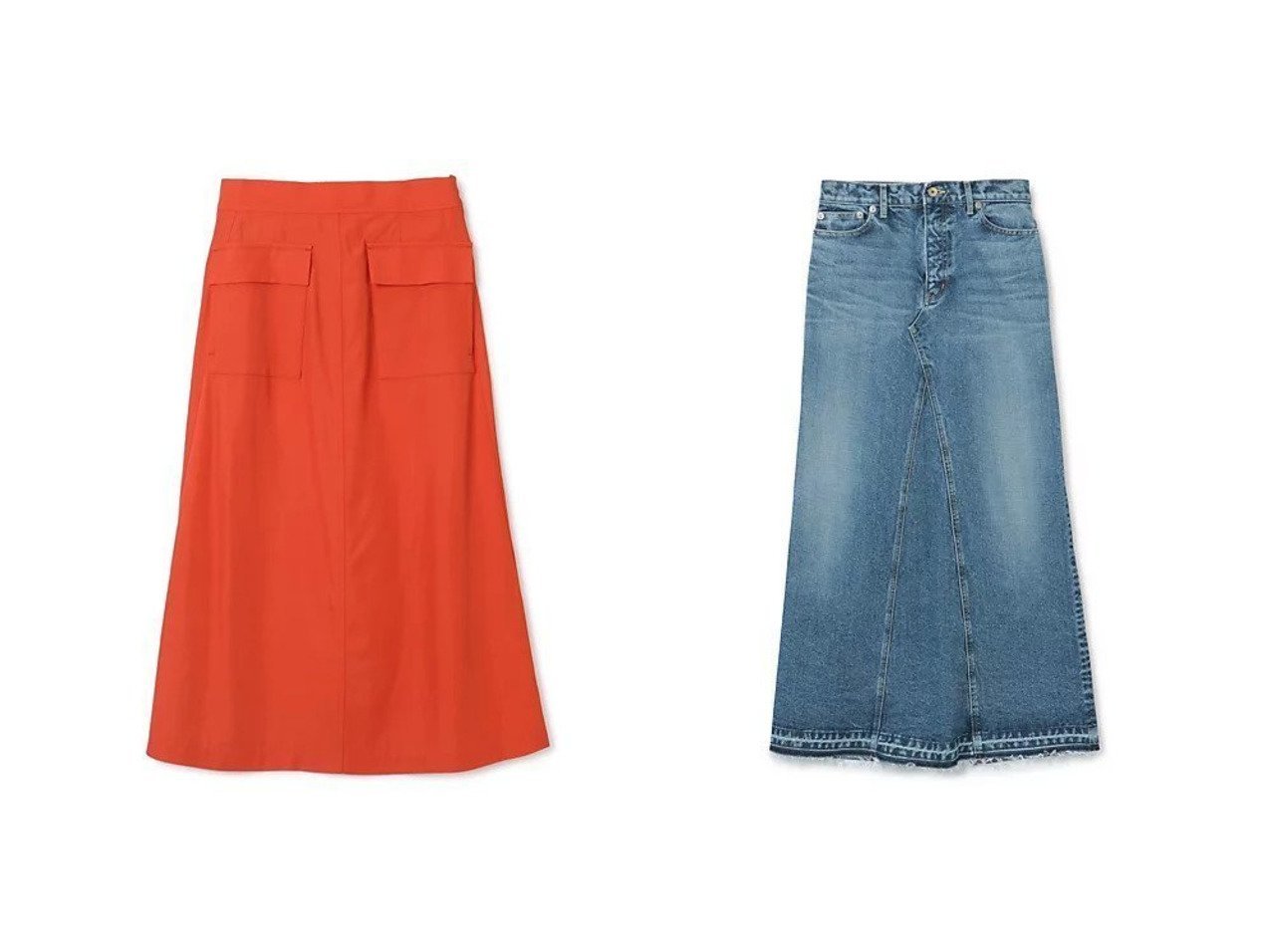 【martinique/マルティニーク】のヴィスコースツイルシリーズAラインスカート&【INSCRIRE/アンスクリア】のLong Denim Skirt 【スカート】おすすめ！人気、トレンド、レディースファッションの通販 おすすめ人気トレンドファッション通販アイテム インテリア・キッズ・メンズ・レディースファッション・服の通販 founy(ファニー) 　ファッション　Fashion　レディースファッション　WOMEN　スカート　Skirt　Aライン/フレアスカート　Flared A-Line Skirts　デニムスカート　Denim Skirts　シンプル　バランス　フラップ　ポケット　マキシ　ロング　洗える　オレンジ系　Orange　ブルー系　Blue　|ID:crp329100000103399