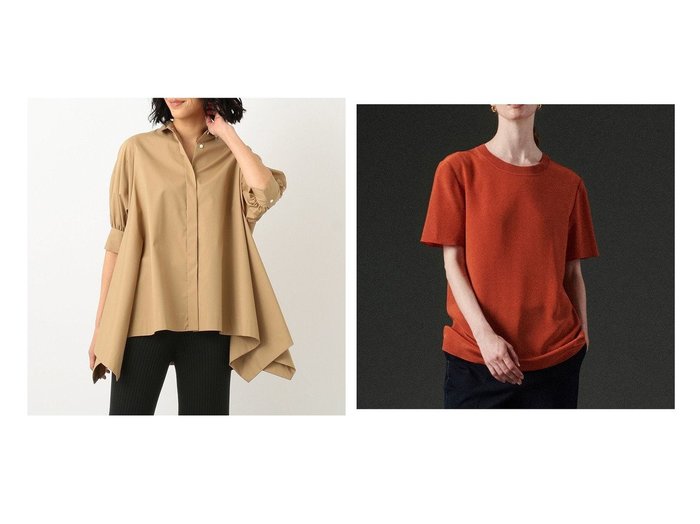 【JOSEPH/ジョゼフ】のクレープ デ ソワ シルクTシャツ&【#Newans/ハッシュニュアンス】の【洗える】ハンカチーフヘムシャツ 【トップス、カットソー】おすすめ！人気、トレンド、レディースファッションの通販 おすすめ人気トレンドファッション通販アイテム インテリア・キッズ・メンズ・レディースファッション・服の通販 founy(ファニー) https://founy.com/ ファッション Fashion レディースファッション WOMEN トップス・カットソー Tops/Tshirt シャツ/ブラウス Shirts/Blouses ロング / Tシャツ T-Shirts 送料無料 Free Shipping エレガント ギャザー スリーブ バランス ベスト 夏 Summer 洗える シルク ドレープ フェミニン 定番 Standard |ID:crp329100000114874