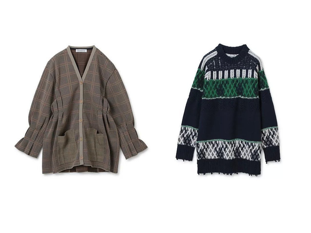 【MALAMUTE/マラミュート】のtucked glen check cardigan&lopi grunge sweater 【トップス、カットソー】おすすめ！人気、トレンド、レディースファッションの通販 おすすめ人気トレンドファッション通販アイテム インテリア・キッズ・メンズ・レディースファッション・服の通販 founy(ファニー) 　ファッション　Fashion　レディースファッション　WOMEN　トップス・カットソー　Tops/Tshirt　カーディガン　Cardigans　Vネック　V-Neck　パーカ　Sweats　スウェット　Sweat　2022年　2022　2022-2023秋冬・A/W　AW/Autumn/Winter//FW/Fall-Winter/2022-2023　A/W・秋冬　AW・Autumn/Winter・FW・Fall-Winter　カーディガン　クラシカル　チェック　トレンド　洗える　ブラウン系　Brown　|ID:crp329100000115758