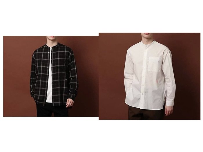 【DRESSTERIOR / MEN/ドレステリア】のチェックバンドカラーシャツ&バンドカラーシャツ 【MEN】おすすめ！人気トレンド・男性、メンズファッションの通販 おすすめ人気トレンドファッション通販アイテム インテリア・キッズ・メンズ・レディースファッション・服の通販 founy(ファニー) https://founy.com/ ファッション Fashion メンズファッション MEN チェック チェーン ツイル ドレープ パターン フロント メンズ リラックス 羽織 |ID:crp329100000116145